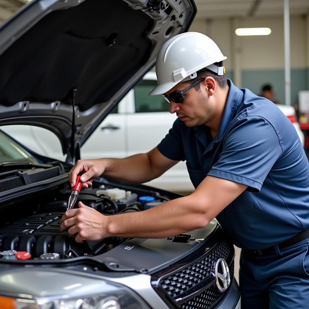 Car AC Service Technician at Work