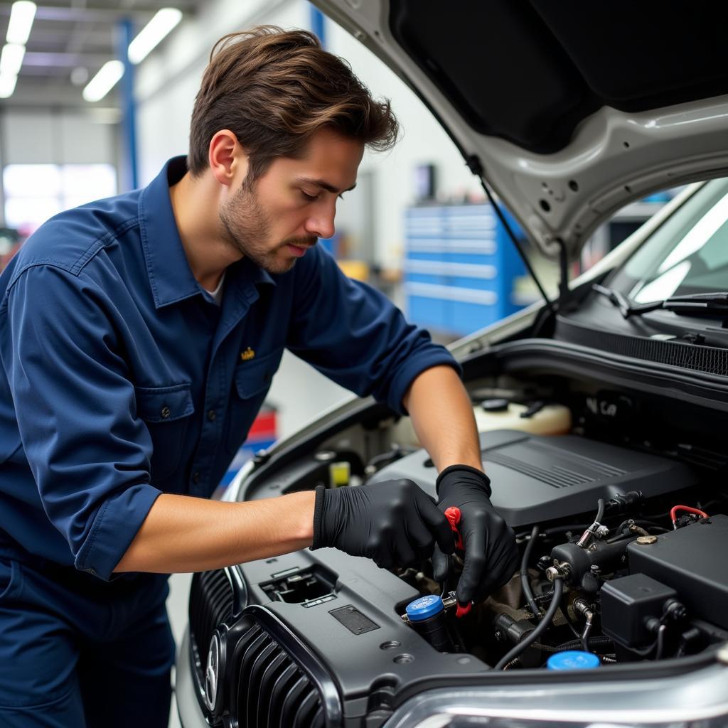 Car AC Service Technician at Work