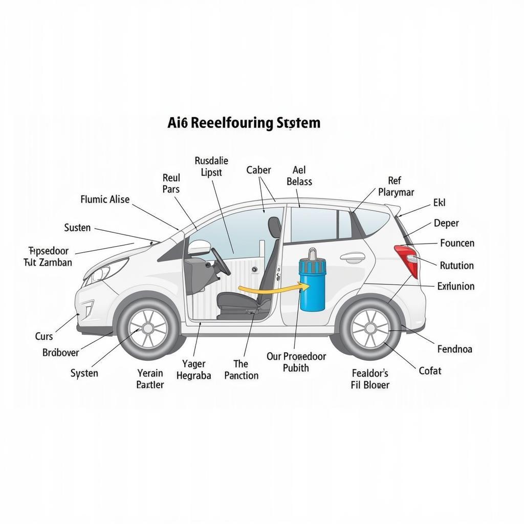 Diagram illustrating the components of a car air conditioning system