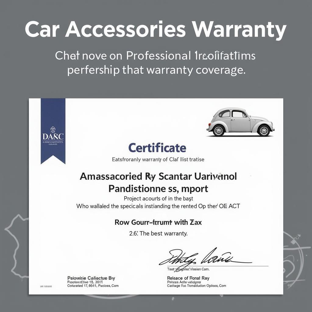 Car Accessories Warranty Certificate