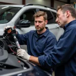 Car Air Conditioning Repair Technician at Work