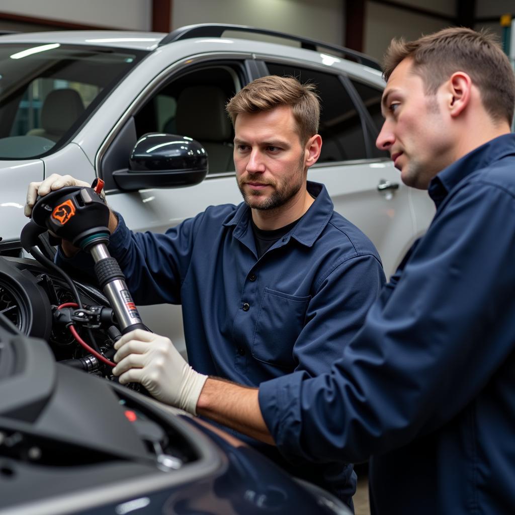 Car Air Conditioning Repair Technician at Work