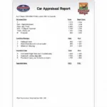 Car Appraisal Report: A detailed report showing the vehicle's specifications, condition, and market value in Southern Oregon.