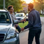 Car being returned to customer after service completion