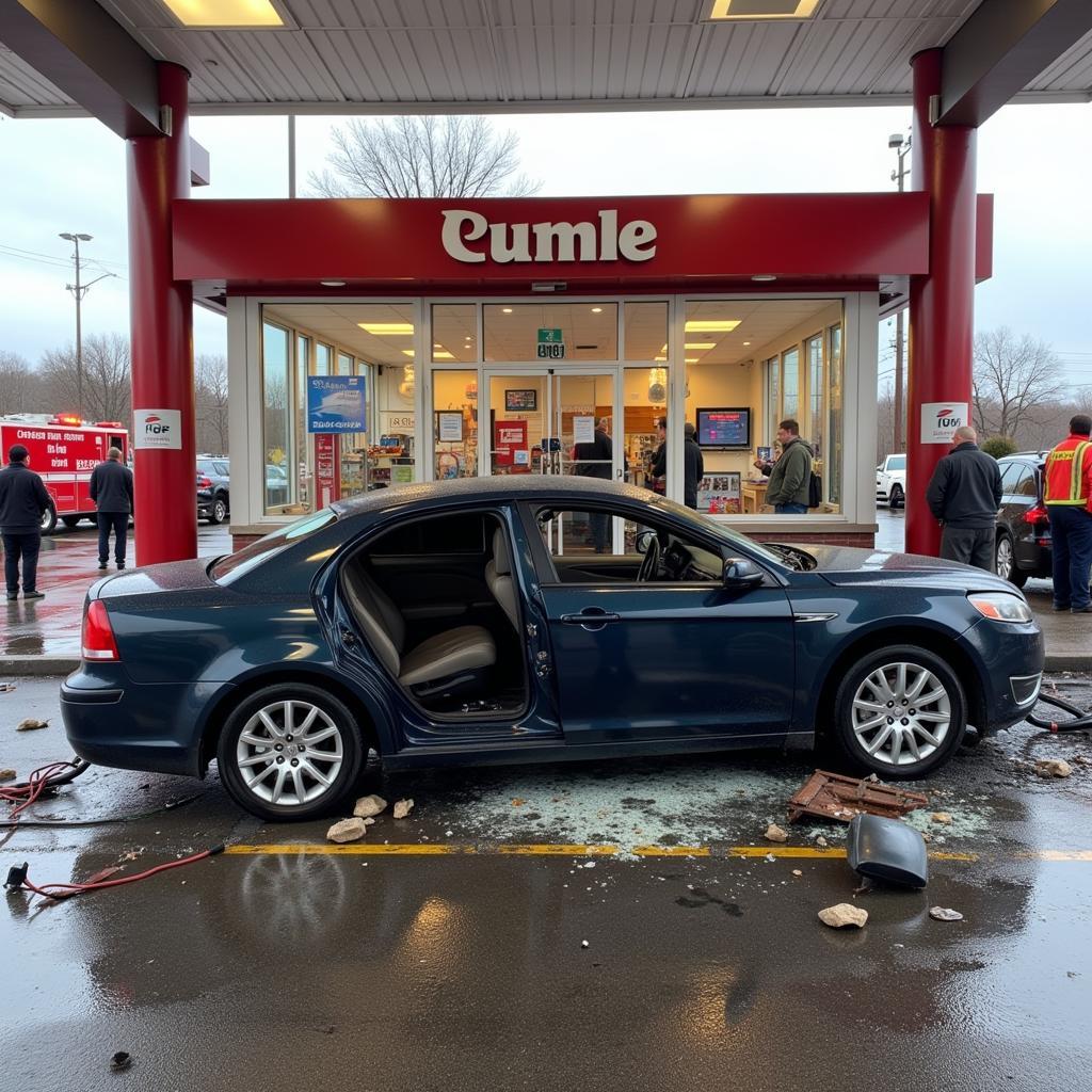 Car Crashing into a Gas Station