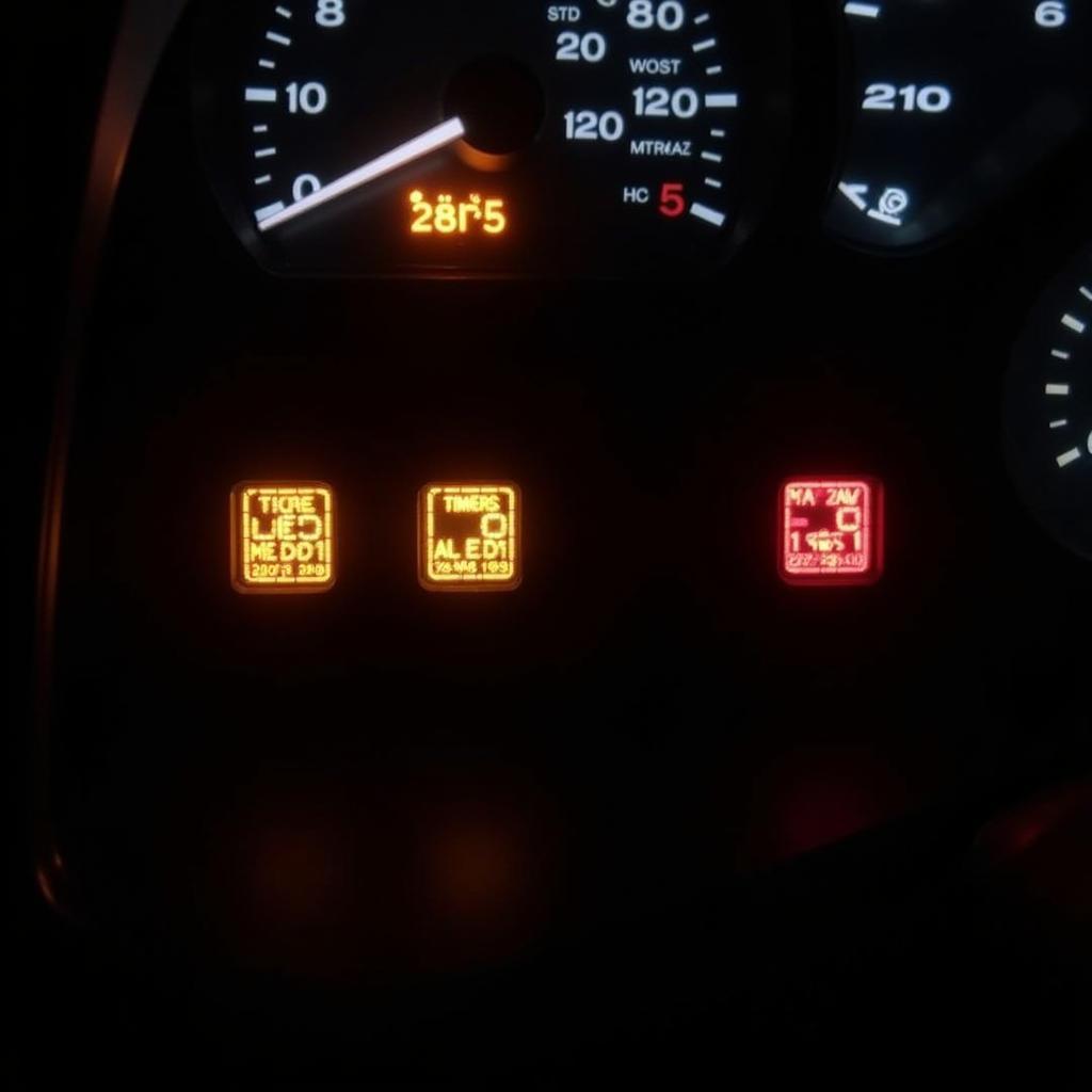 Car Dashboard Warning Lights Indicating Issues