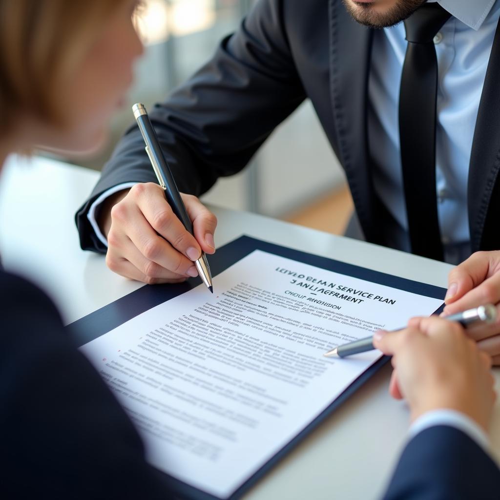 Signing a Car Lease with Service Plan Agreement