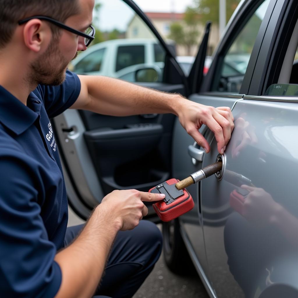 Car Lockout Service Technician in Action