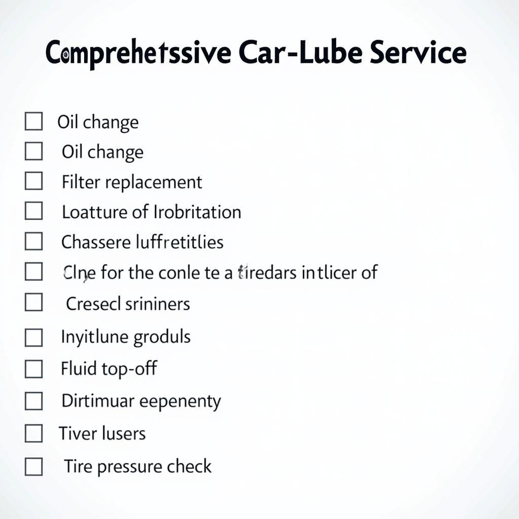 Car Lube Service Checklist