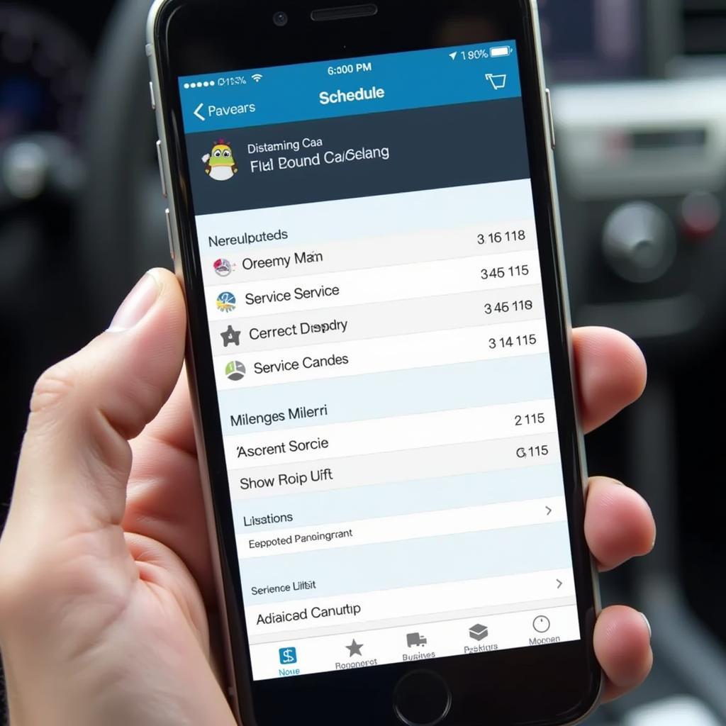 Car Maintenance Schedule on Phone
