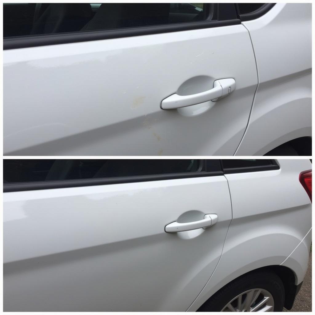 Before and after car paint colour matching in Cornwall