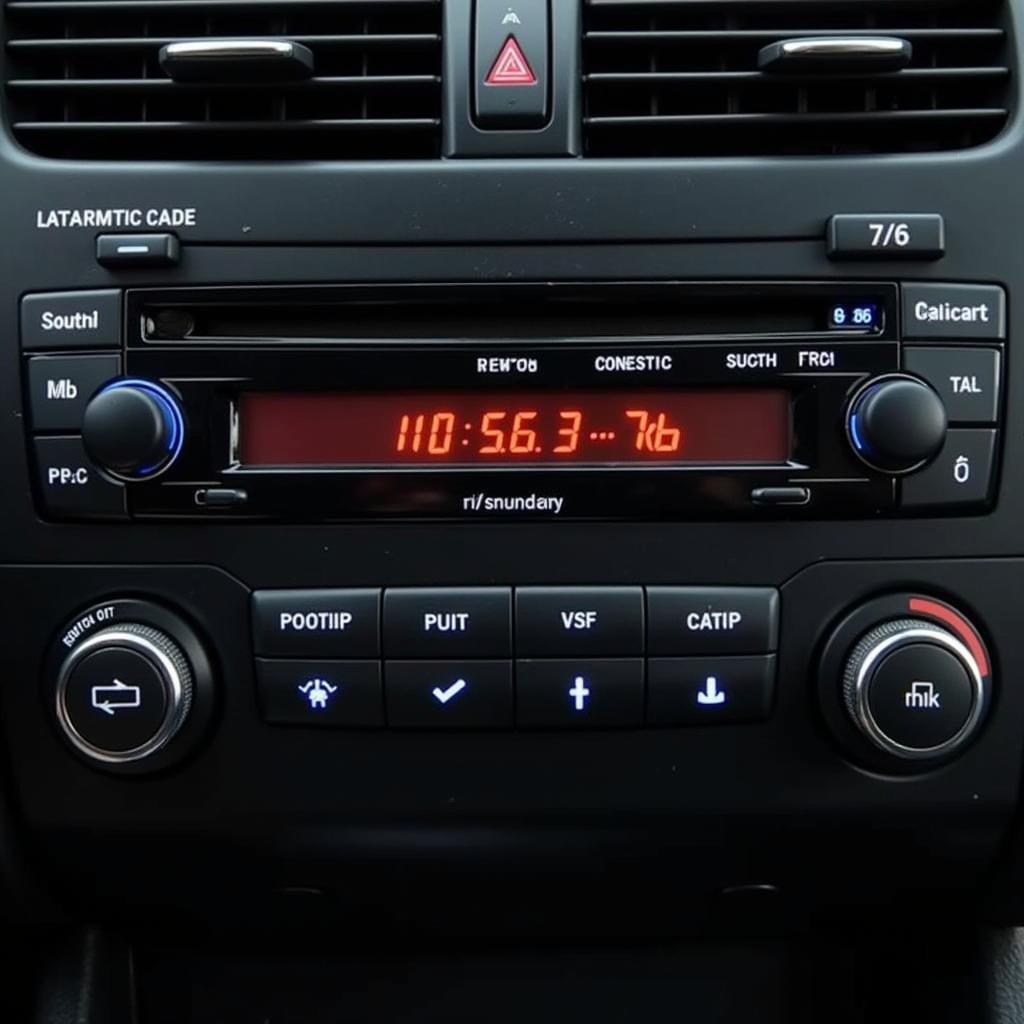 Car Radio Display Showing Entered Code