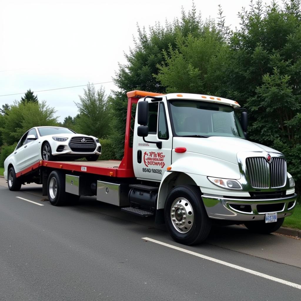 Tow truck providing car recovery service in Crawley