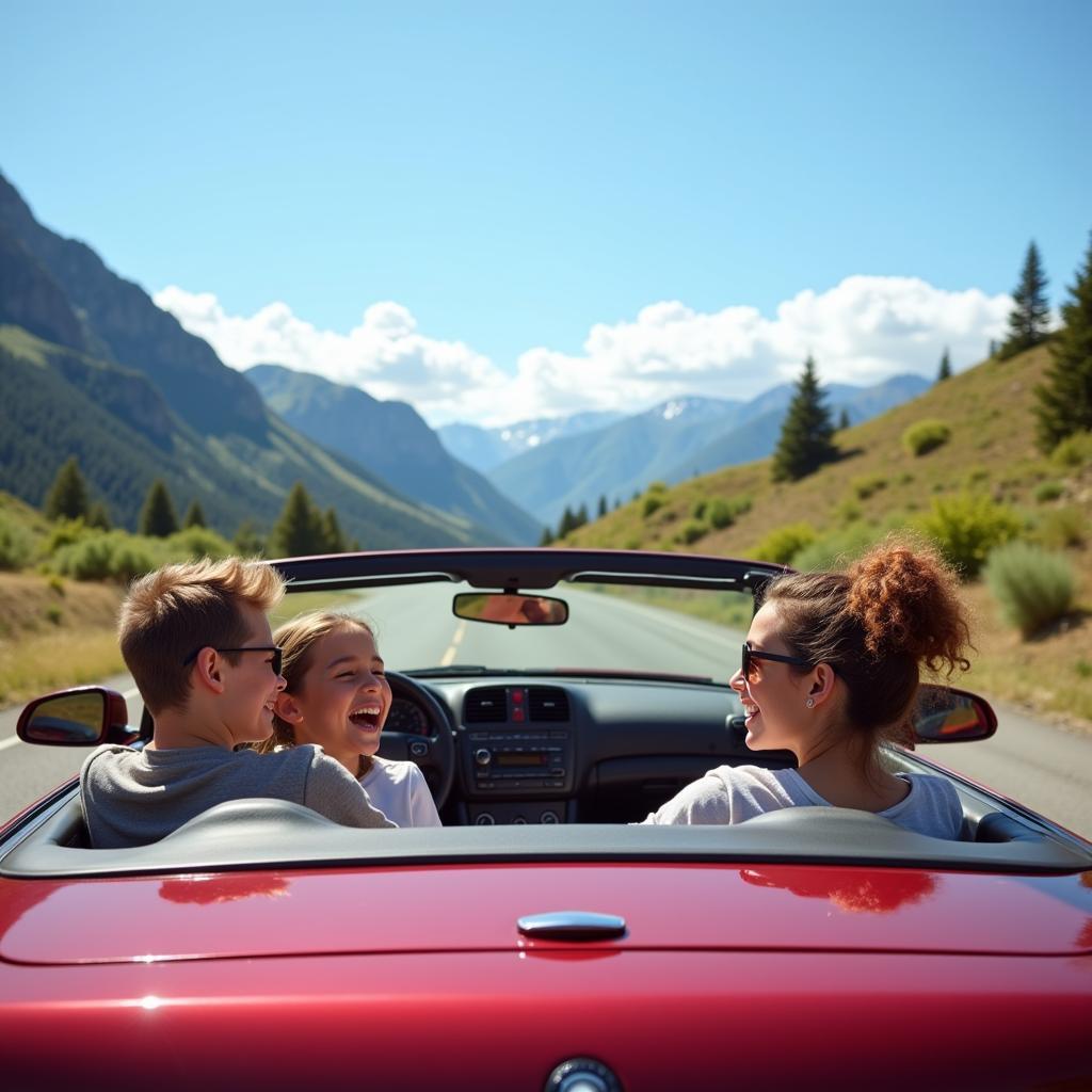 Family Enjoying a Road Trip Thanks to Car Rental Benefits