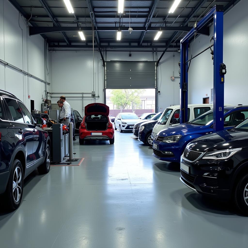 Modern car repair garage in Brussels