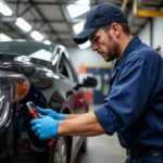 Mechanic working on a car in an Ephrata, PA repair shop