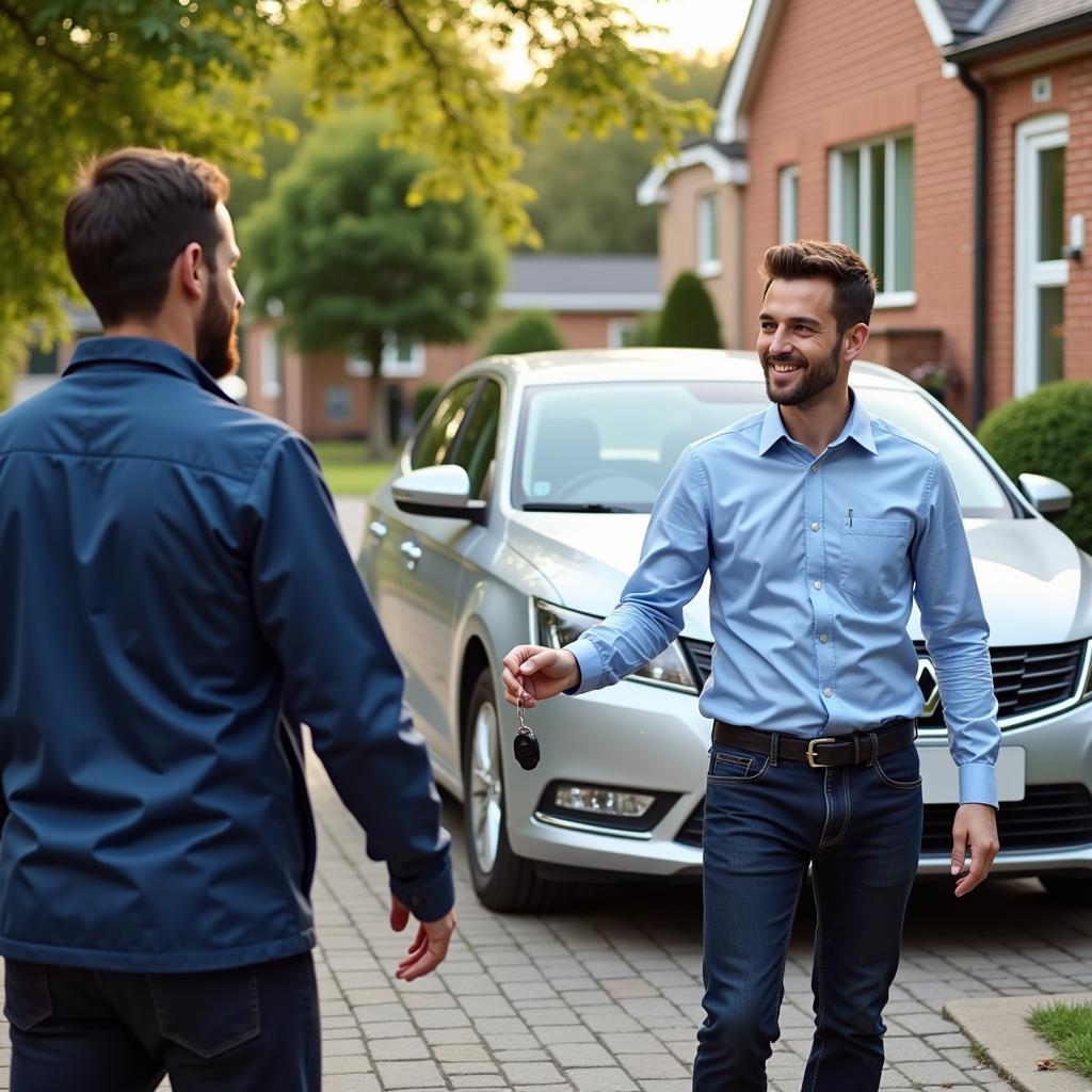 Car being dropped off after repairs delivery service