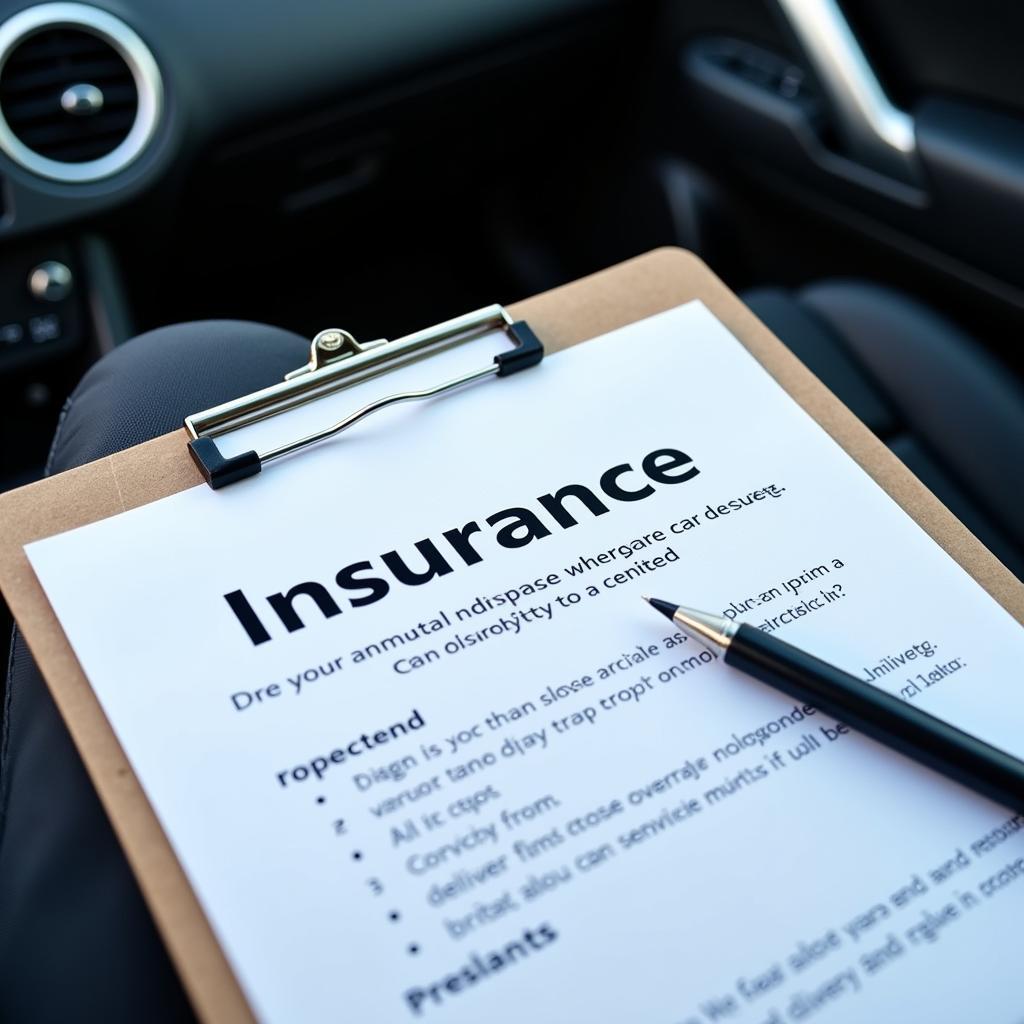 Insurance documents for car repairs delivery service