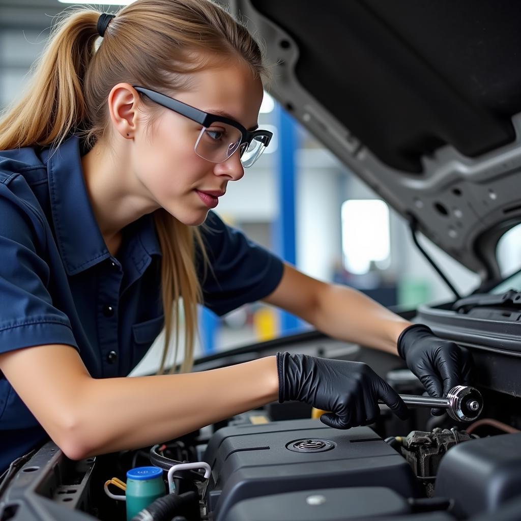 Wearing Safety Gear While Working on a Car