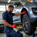 Routine car maintenance being performed in Hatfield.