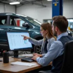 Car Service Advisor Discussing Repair Costs with Customer