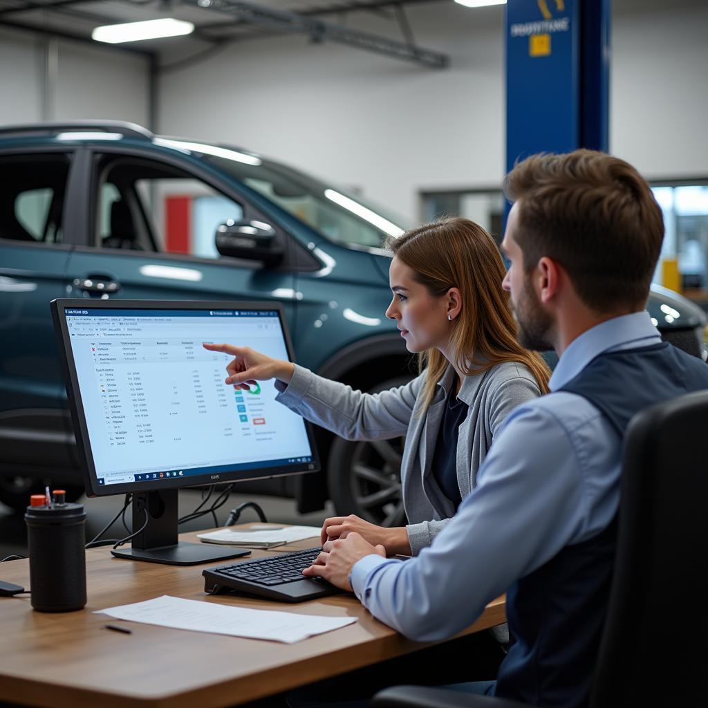 Car Service Advisor Discussing Repair Costs with Customer