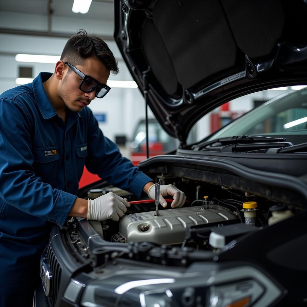 Skilled Car Mechanic at Work