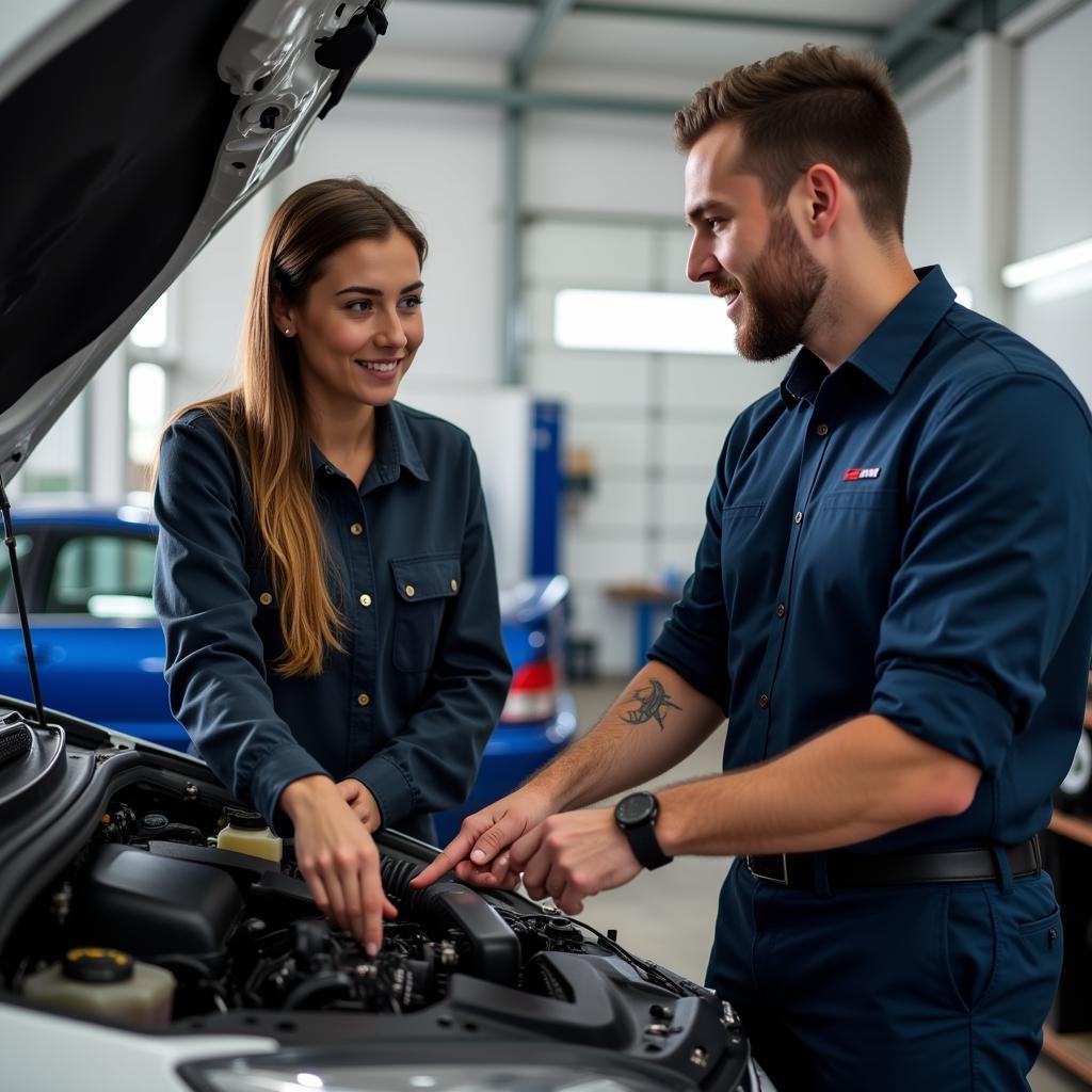 Customer Talking to Mechanic in Boston, Lincs