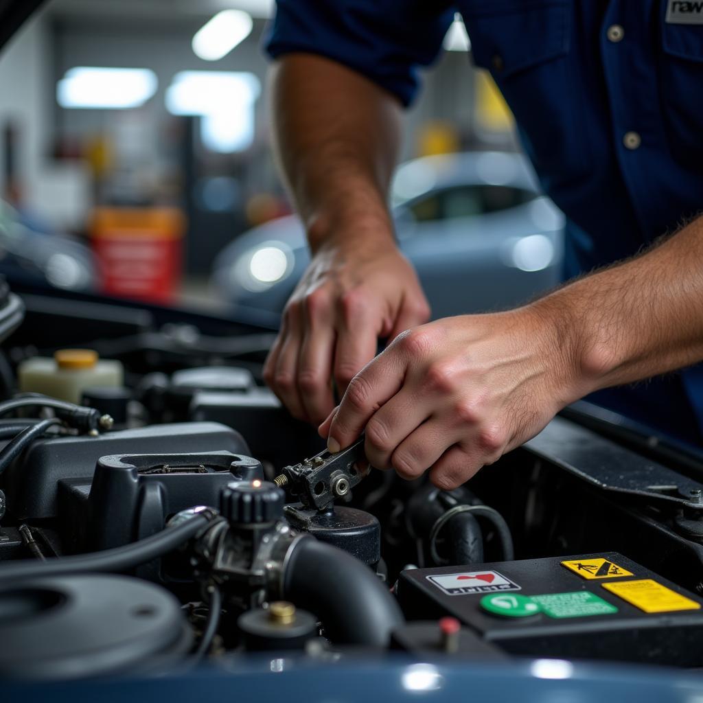 Experienced Mechanic Working on a Car in Boston, Lincs