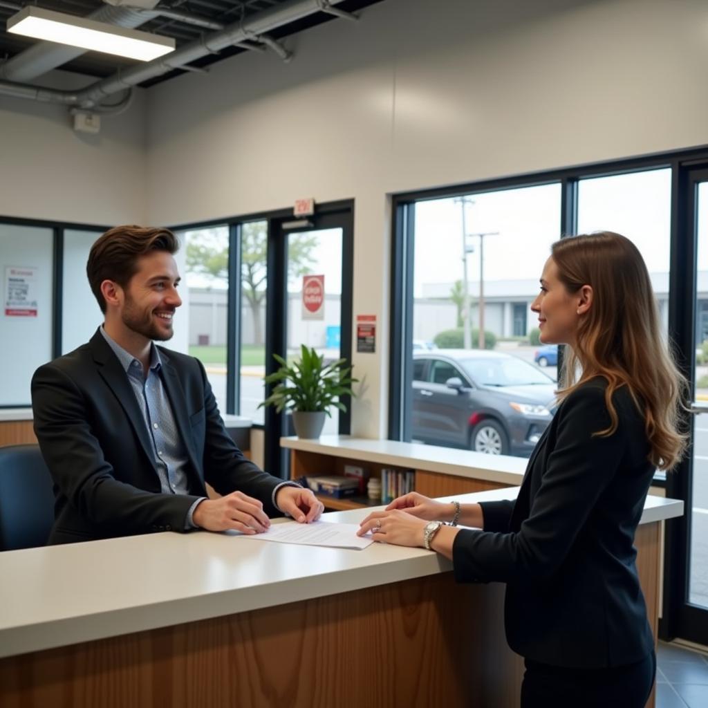 Friendly customer service representative at a Brighton 11th street car service center.