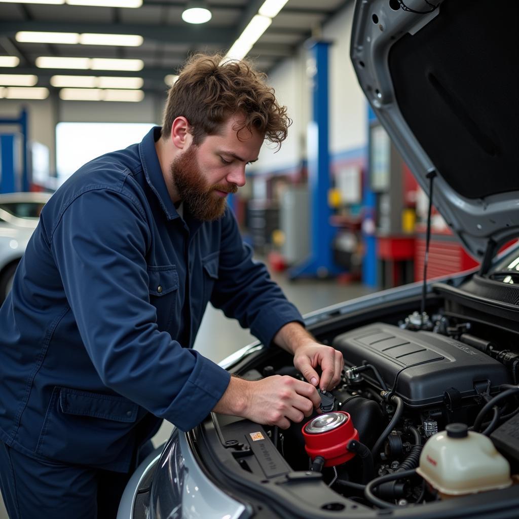 Mechanic Performing a Thorough Vehicle Inspection in Burntisland