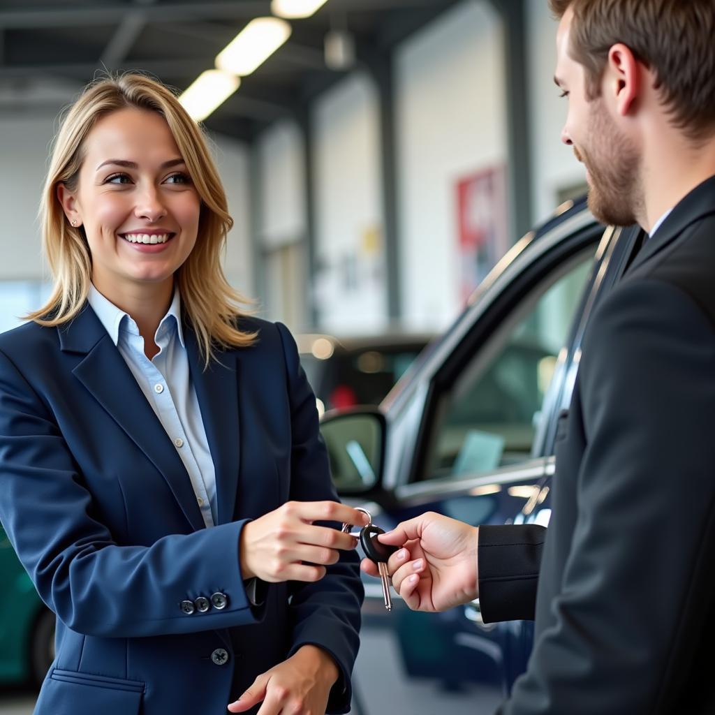 Satisfied Customer Receiving Keys After Car Service in Carlisle