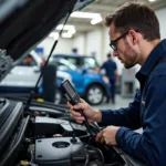 Mechanic Working on a Car in a Dubbo Service Center