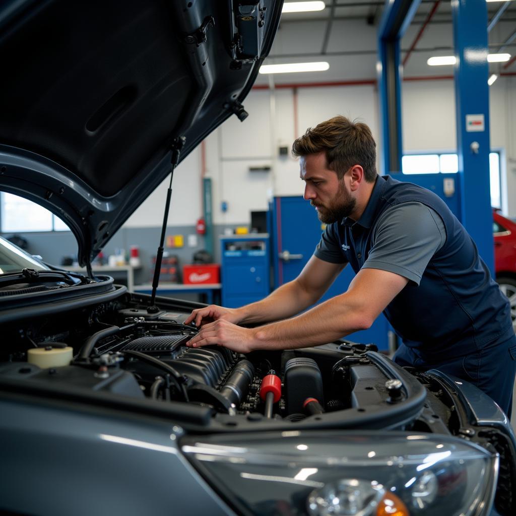 Experienced Mechanic Working on a Car Engine