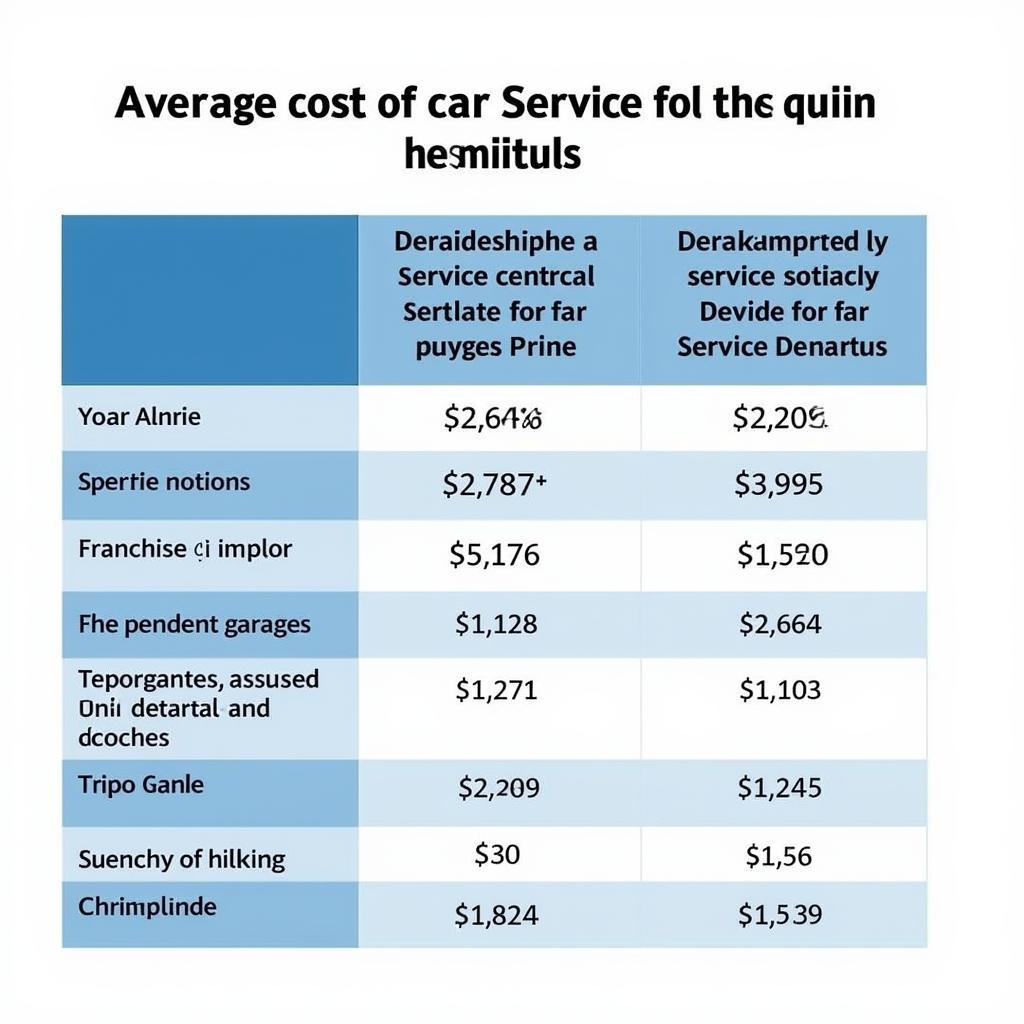 Car service cost comparison