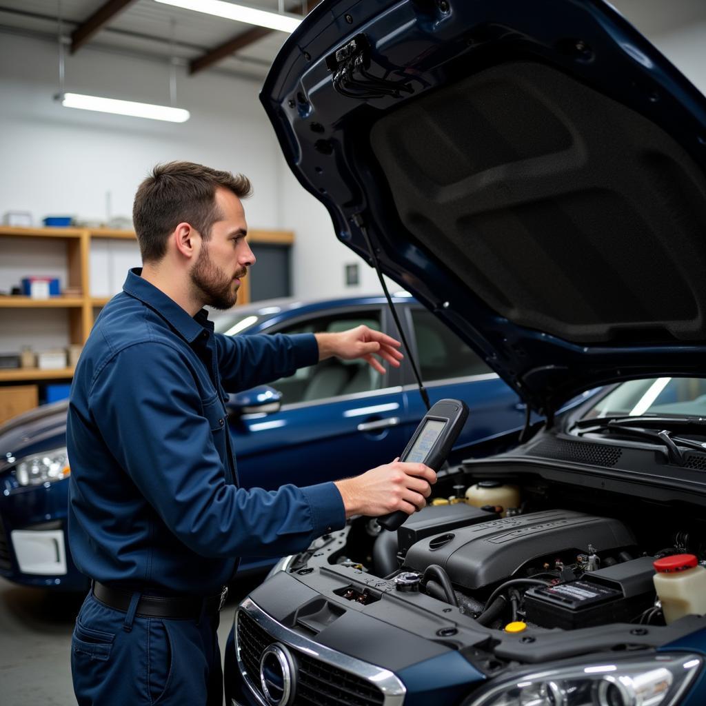 Mechanic Inspecting Car in Christchurch