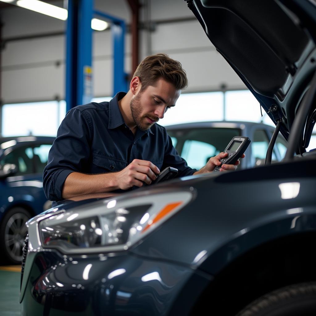 Mechanic Working on a Car in Colchester CT