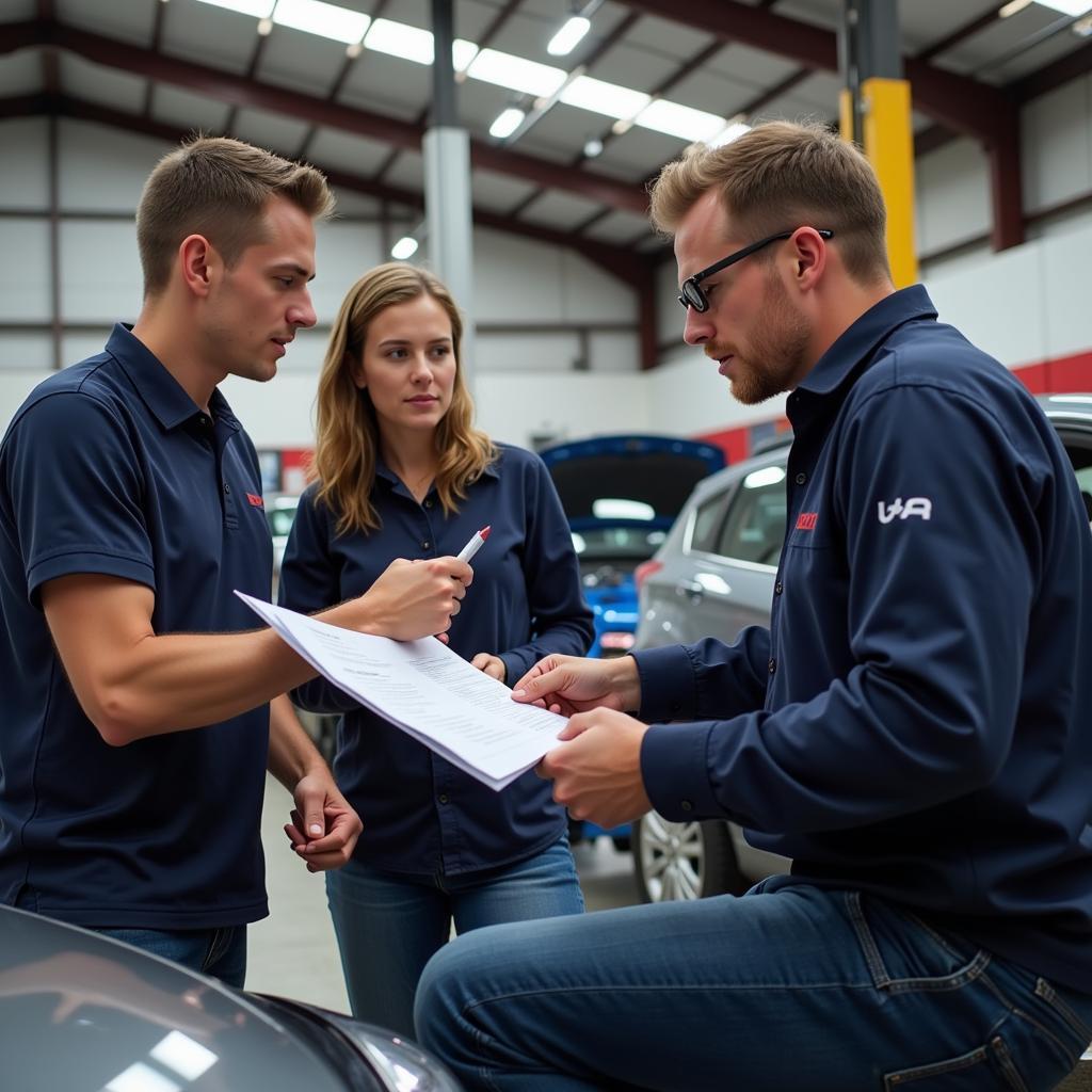 Customer Discussing Car Issues with Mechanic in Deception Bay