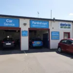 Modern and clean car service garage exterior in Ellesmere Port