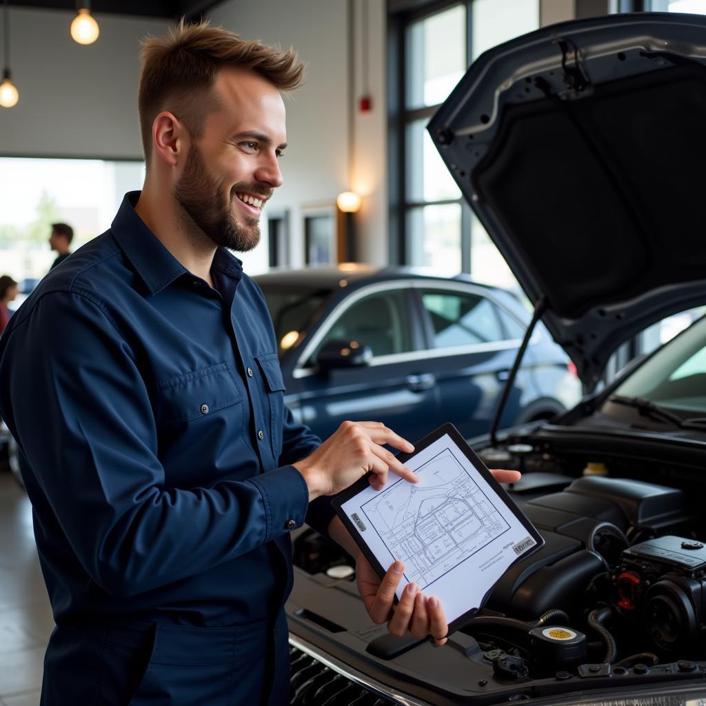 Technician Explaining Repair to Customer