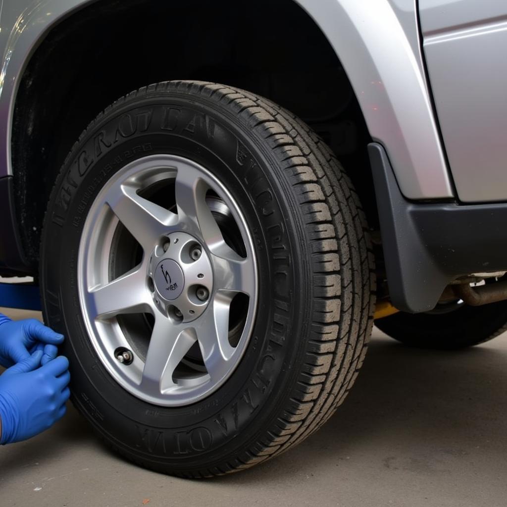 Tire Rotation at a Car Service in Holbeach