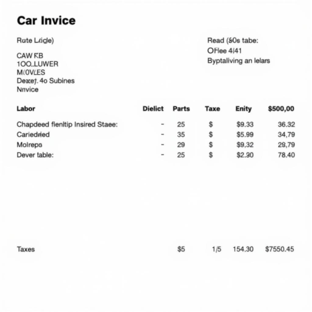 Car Service Invoice Example