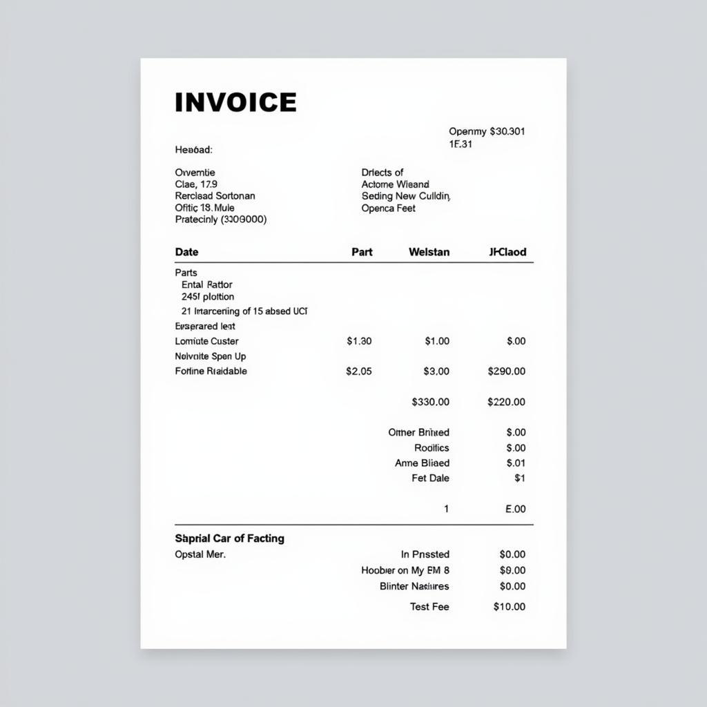 Example of a Detailed Car Service Invoice