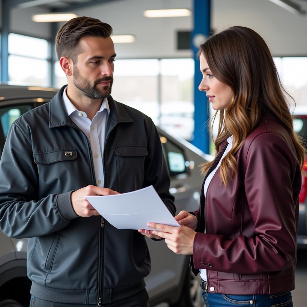 Customer Interacting with Car Service Advisor in Johnsonville