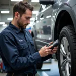 Mechanic Inspecting a Vehicle in Labrador