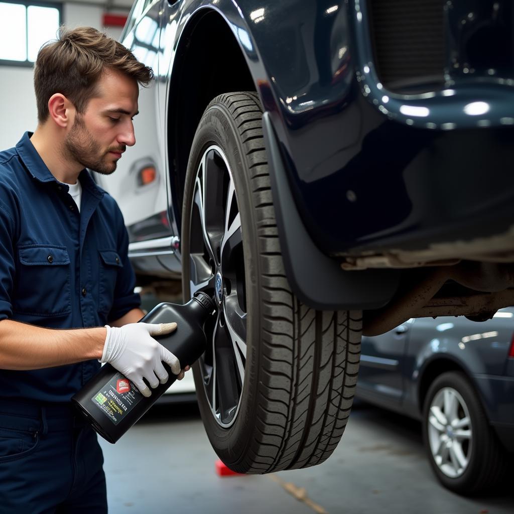 Routine Car Maintenance Being Performed in Llanharan