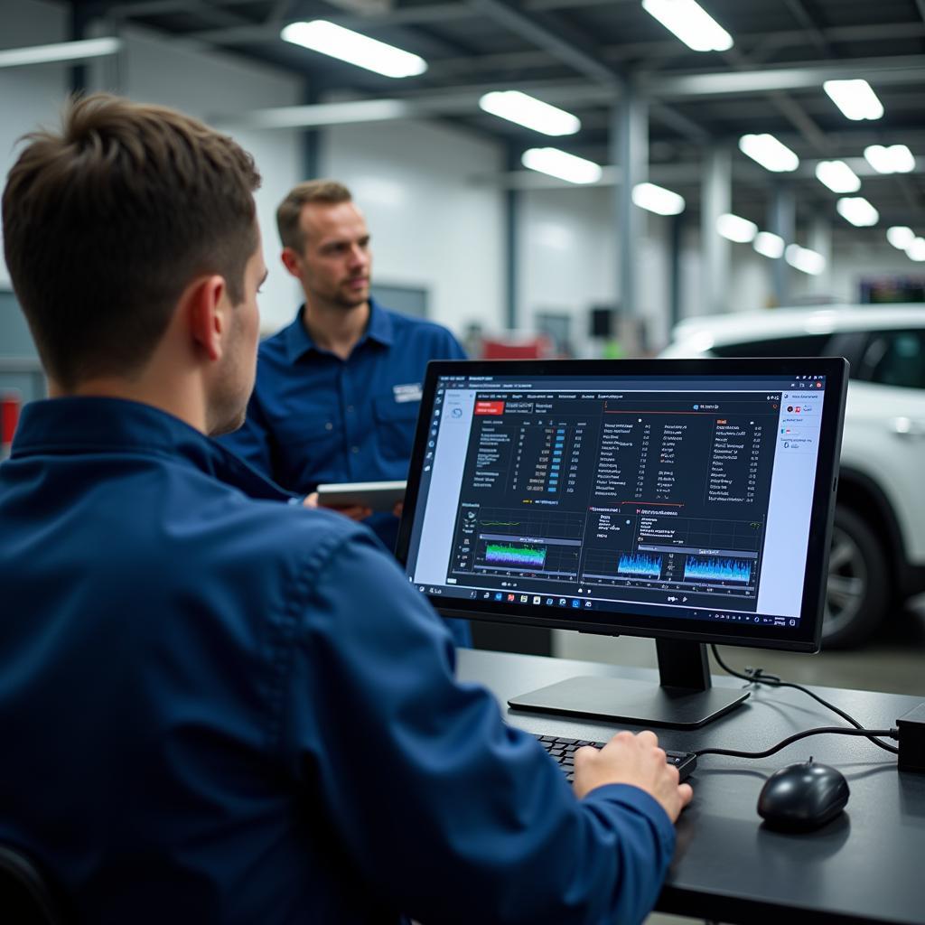 Modern diagnostic equipment in a car service center in Manchester, VT