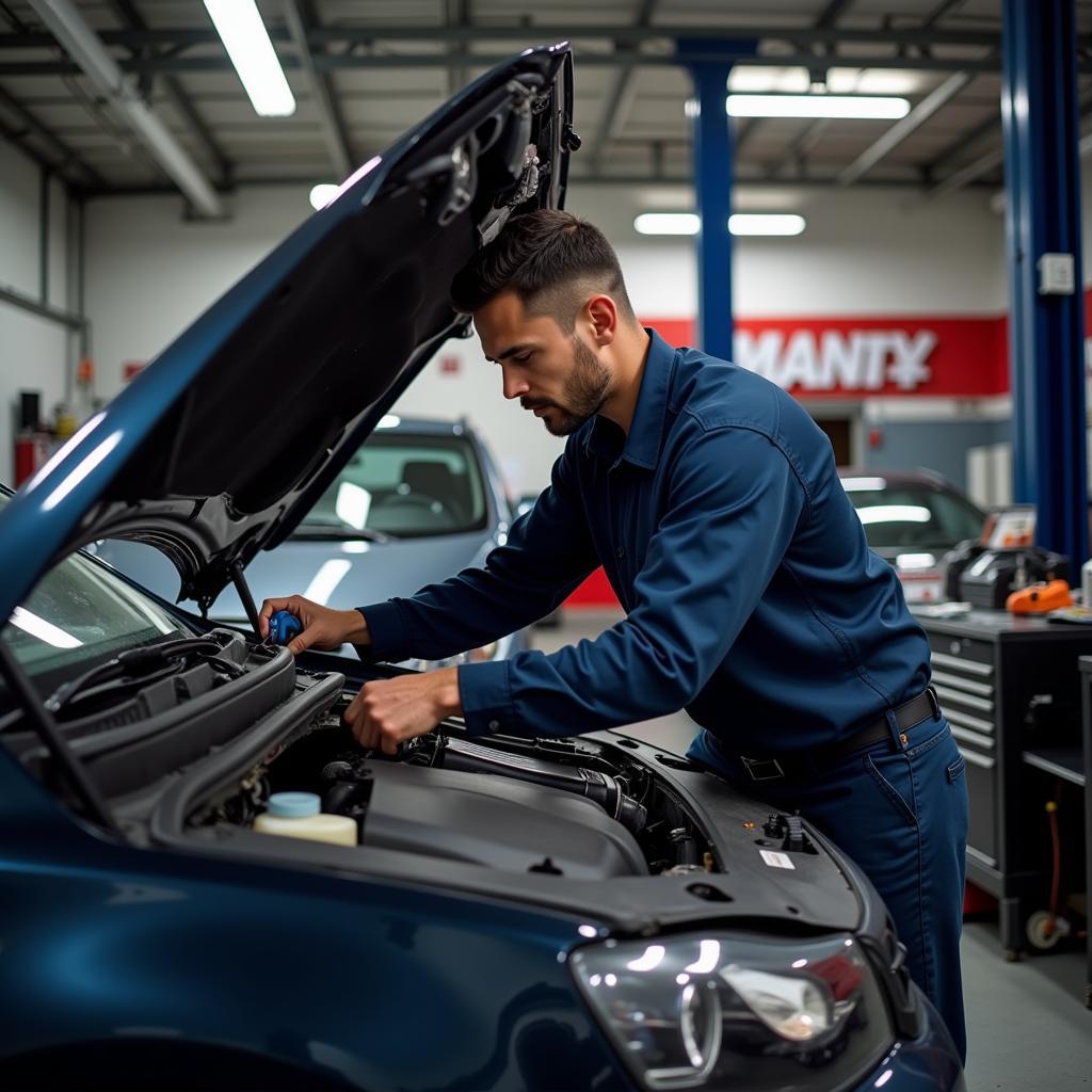 Mechanic Working on a Car Engine in Manly