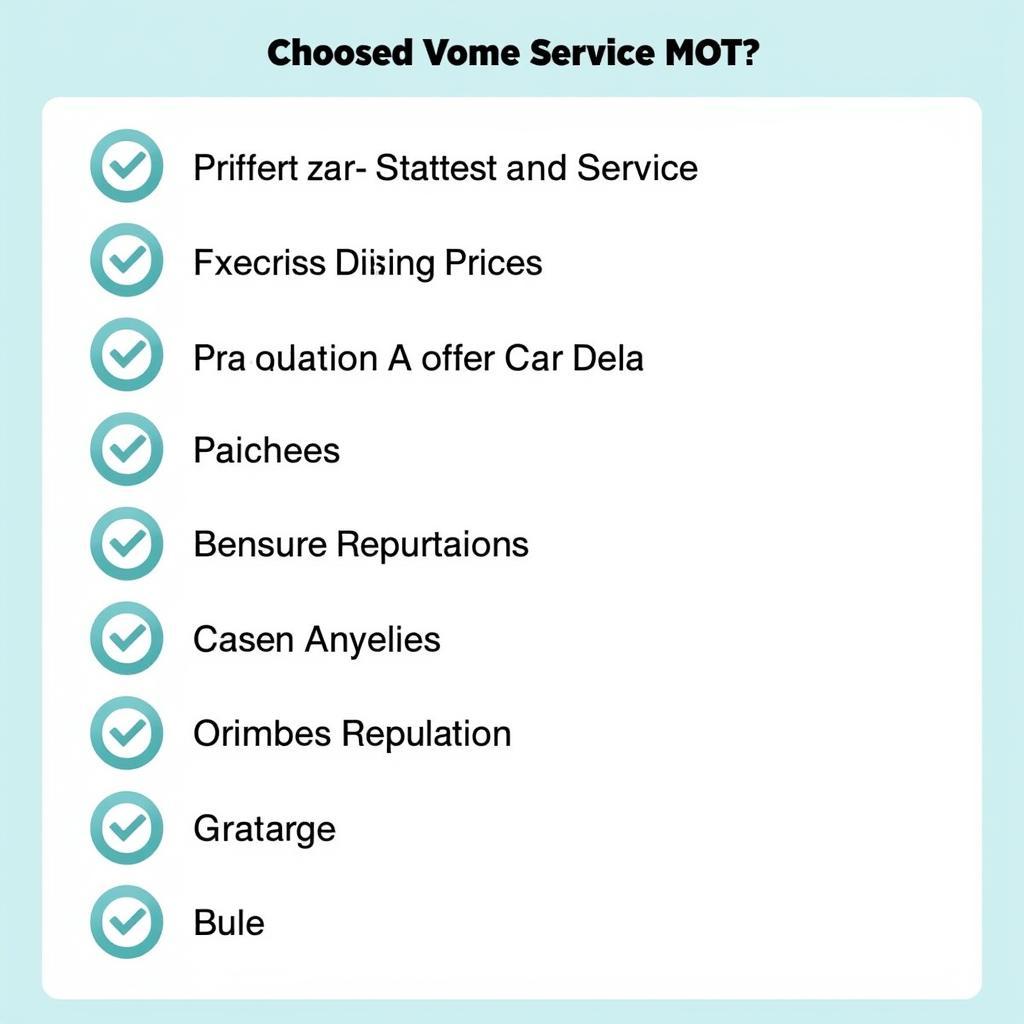 Car Service MOT Checklist