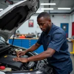 Mechanic Working on a Car in Nigeria